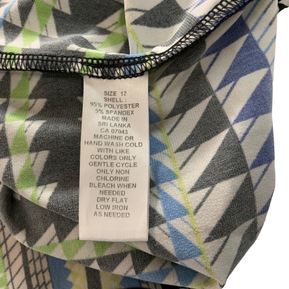 LONDON TIMES Geometric Print Vee Neck and Back Short Sleeve Mini Dress US Sz 12 - Picture 7 of 8